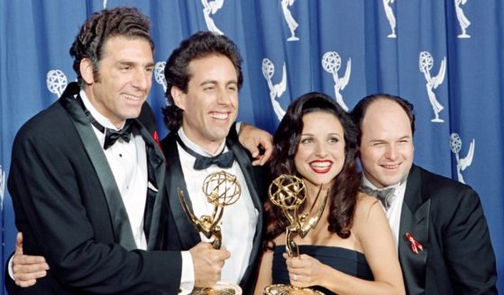 ast members from "Seinfeld" pose with their Emmys for Outstanding Comedy Series in this file photo from Sept. 19, 1993. Pictured, from left, are Michael Richards, Jerry Seinfeld, Julia Louis-Dreyfus and Jason Alexander.