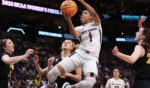 Zia Cooke of the South Carolina Gamecocks drives to the basket during the second quarter of a game against the Iowa Hawkeyes on Friday in Dallas, Texas.