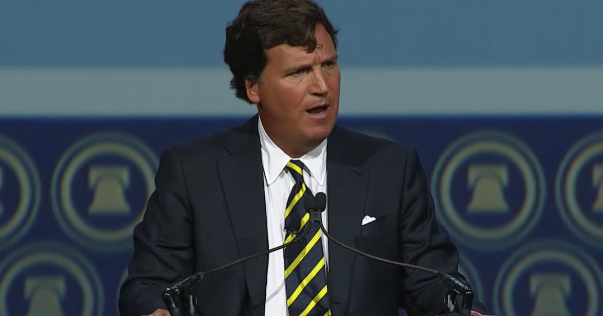 Tucker Carlson delivered the keynote address at The Heritage Foundation's 50th-anniversary gala on Friday night in National Harbor, Maryland.