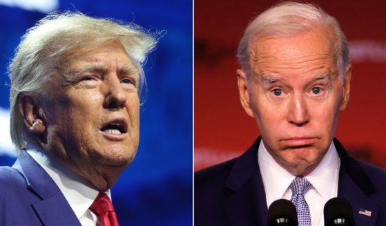 At left, former President Donald Trump speaks at the 2023 NRA-ILA Leadership Forum in Indianapolis, Indiana, on April 14. At right, President Joe Biden speaks at the North America's Building Trades Unions legislative conference at the Hilton in Washington on Tuesday.