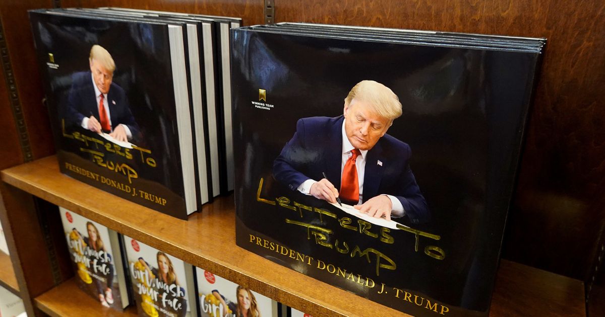 "Letters to Trump," a book compiled and written by former President Donald Trump is displayed in a Barnes & Noble in Miami, Florida, on Tuesday.