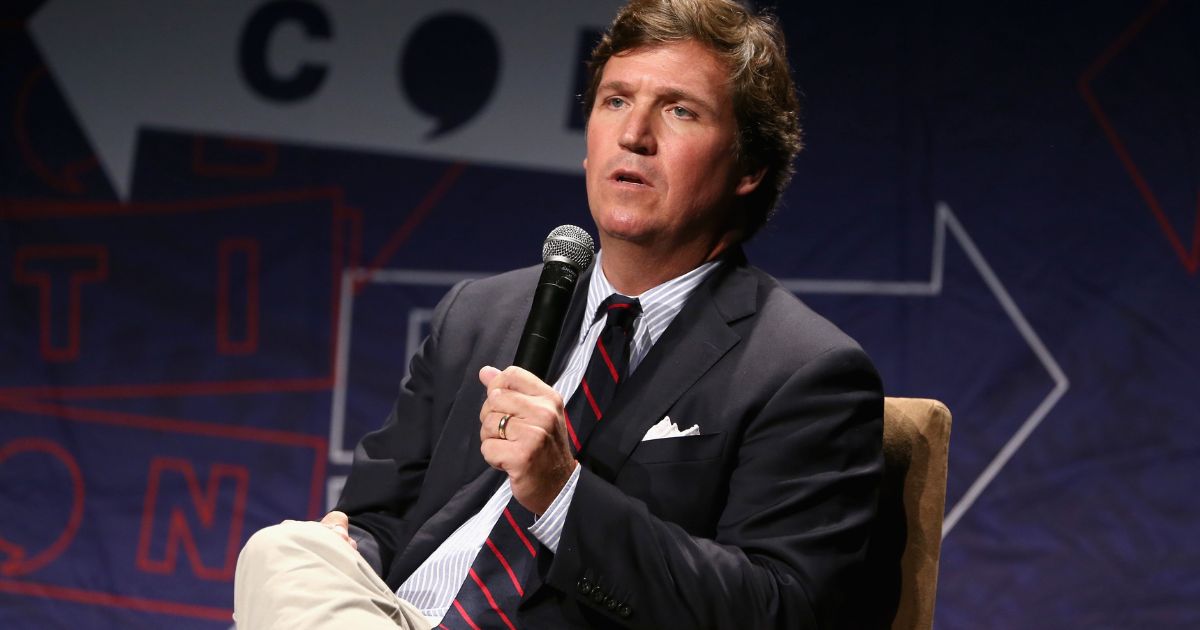 Tucker Carlson speaks during Politicon 2018 in Los Angeles, California, on Oct. 21, 2018.