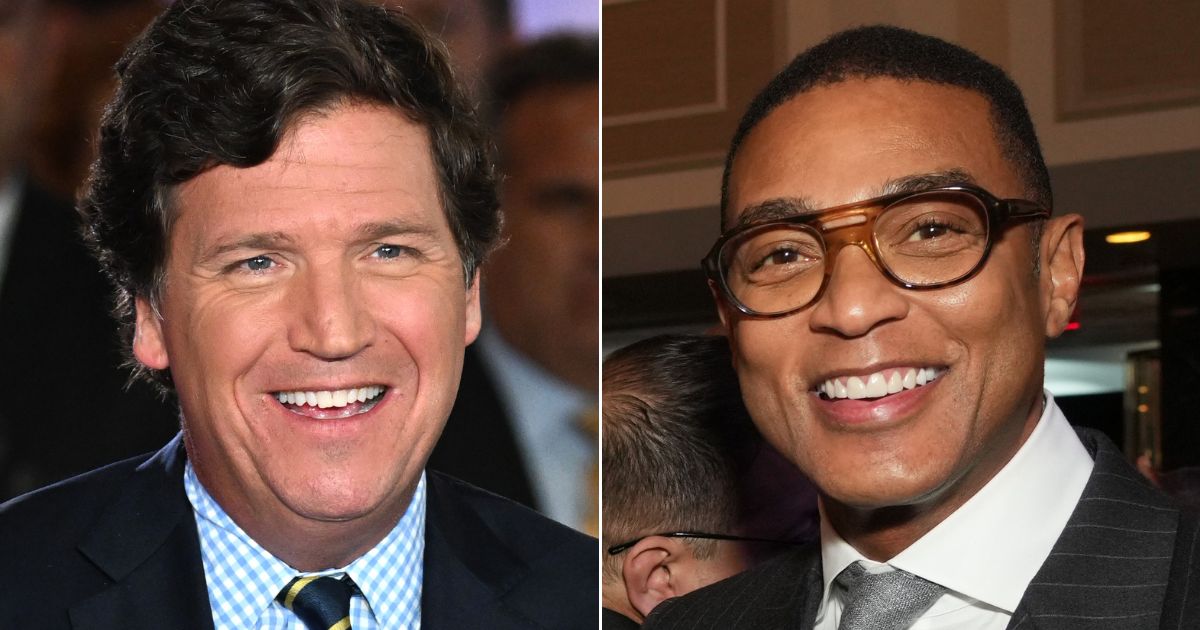 At left, Tucker Carlson speaks during the Fox Nation Patriot Awards at the Seminole Hard Rock Hotel and Casino in Hollywood, Florida, on Nov. 17. At right, Don Lemon attends the Robert F. Kennedy Human Rights Ripple of Hope Gala at the New York Hilton in New York City on Dec. 6.