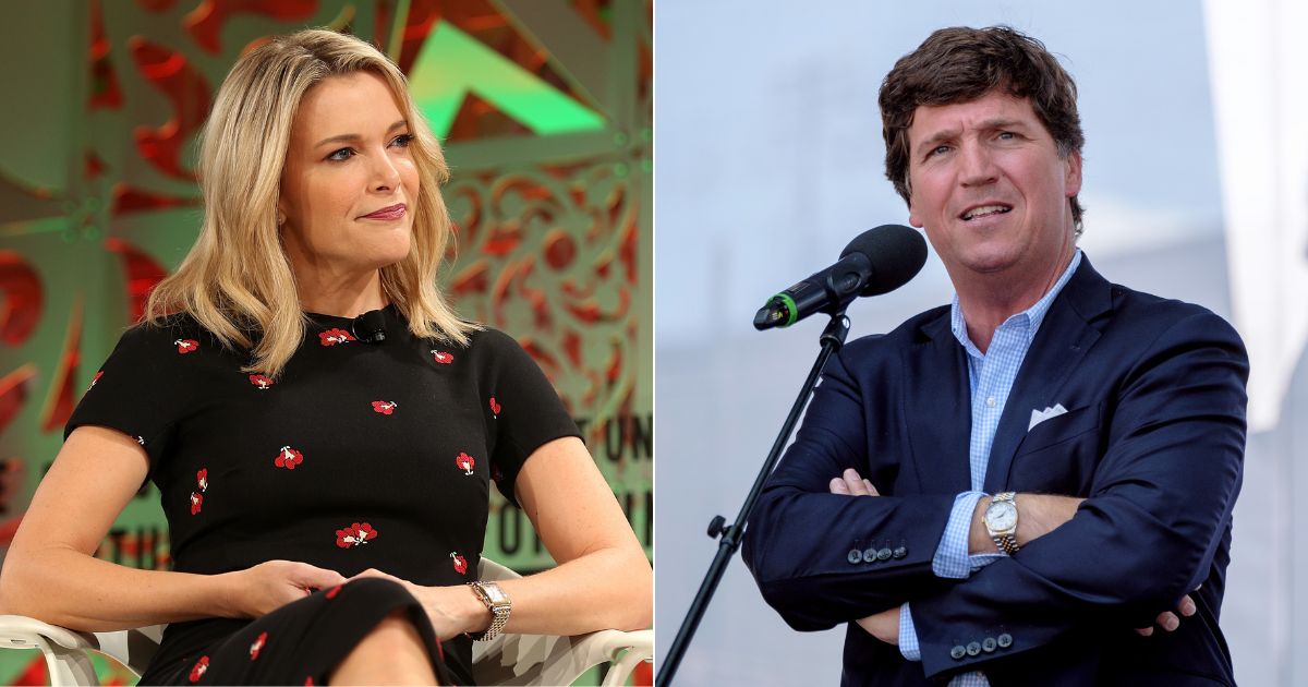 On her podcast Monday, Megyn Kelly, left, gave her thoughts on Fox News firing popular host Tucker Carlson, right.