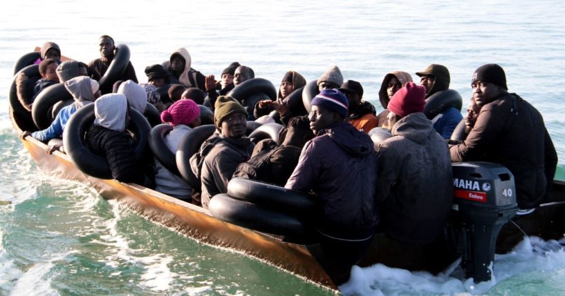 Migrants, mainly from sub-Saharan Africa, are stopped by Tunisian Maritime National Guard at sea during an attempt to get to Italy, near the coast of Sfax, Tunisia on April 18. More than 200 bodies of migrants have washed ashore In Tunisia over the past two weeks.