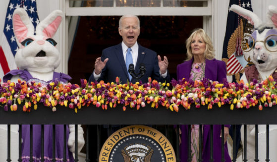 Joe Biden speaking at the White House Easter Egg Roll