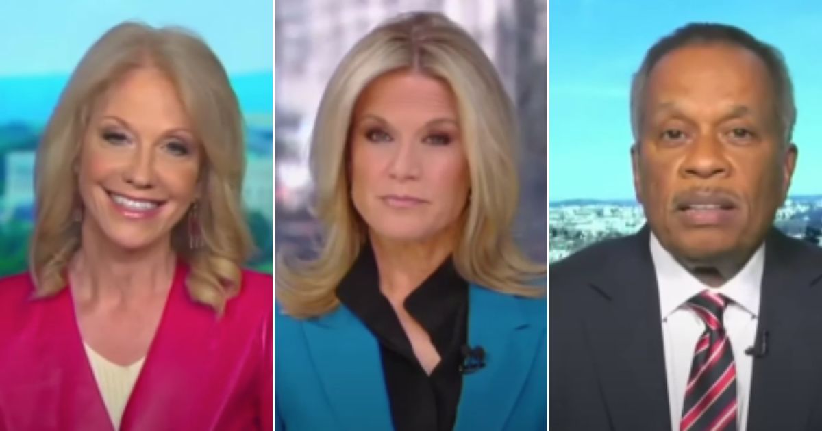 Fox News contributors Kellyanne Conway, left, Martha MacCallum, and Juan Williams, right, got into a brief exchange on March 16.