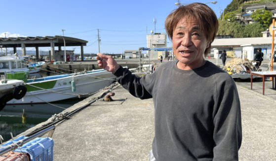 Masaki Nishide, a fisherman at the Satsugasaki port, describes the explosion scene on Sunday at an election campaign event Prime Minister Fumio Kishida attended and narrowly escaped in Wakayma, Japan.