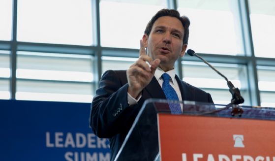 Florida Gov. Ron DeSantis speaks in a file photo from the Heritage Foundation's 50th anniversary gathering April 21 in National Harbor, Maryland.