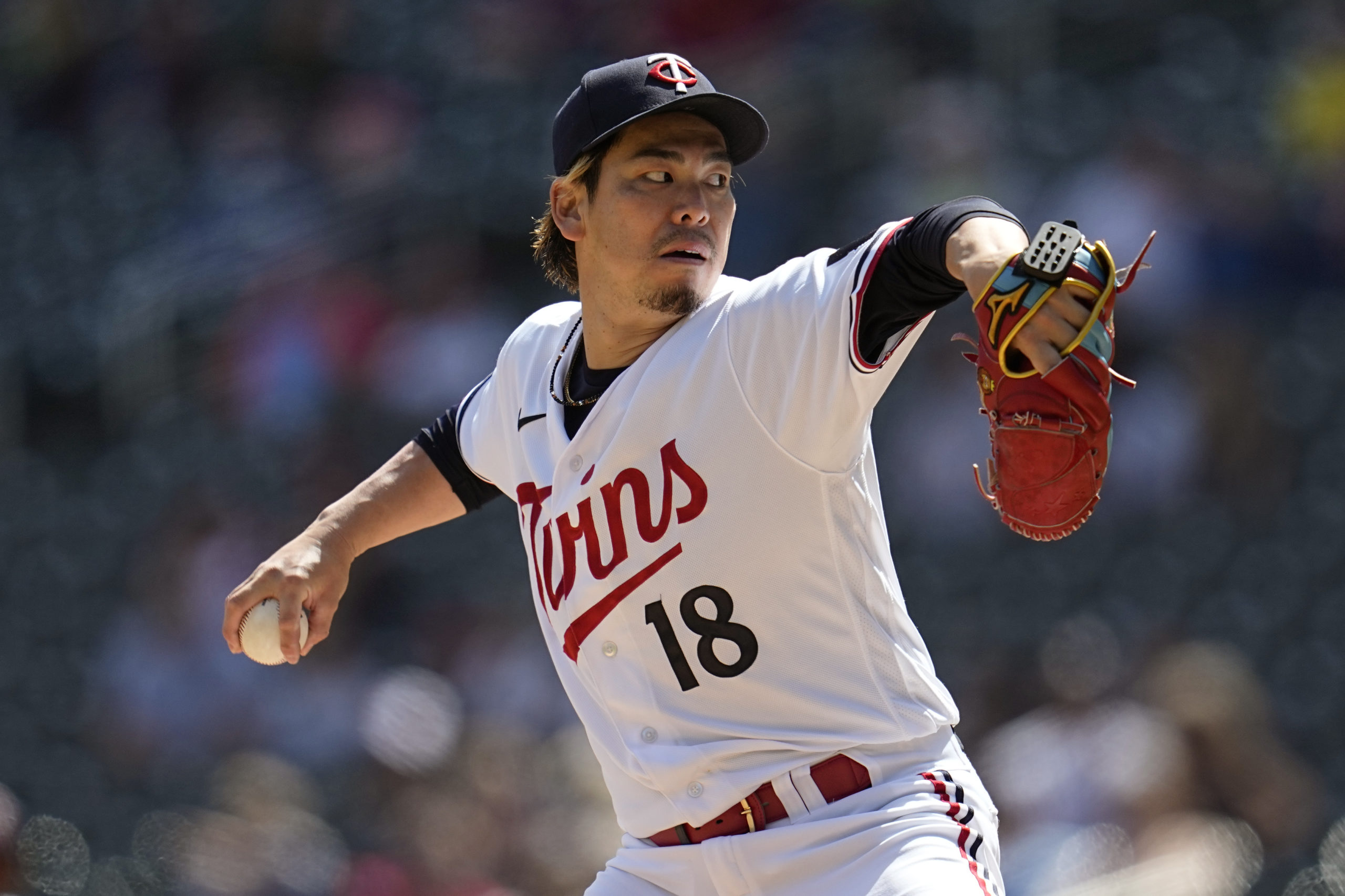 Minnesota Twins pitcher Kenta Maeda plays against the Chicago White Sox in Minneapolis, Minnesota, on April 10.