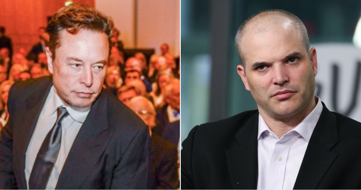 Twitter CEO Elon Musk, left; journalist Matt Taibbi, right.