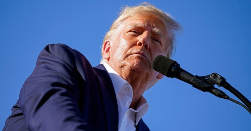 Donald Trump speaking at a campaign rally
