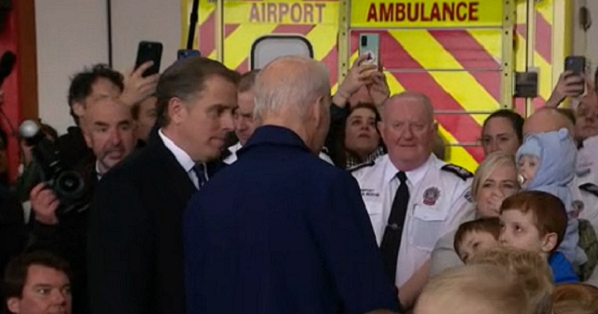 Hunter Biden at his father's side while President Joe Biden is greeted by children at Dublin Airport in Dublin, Ireland, on Wednesday.