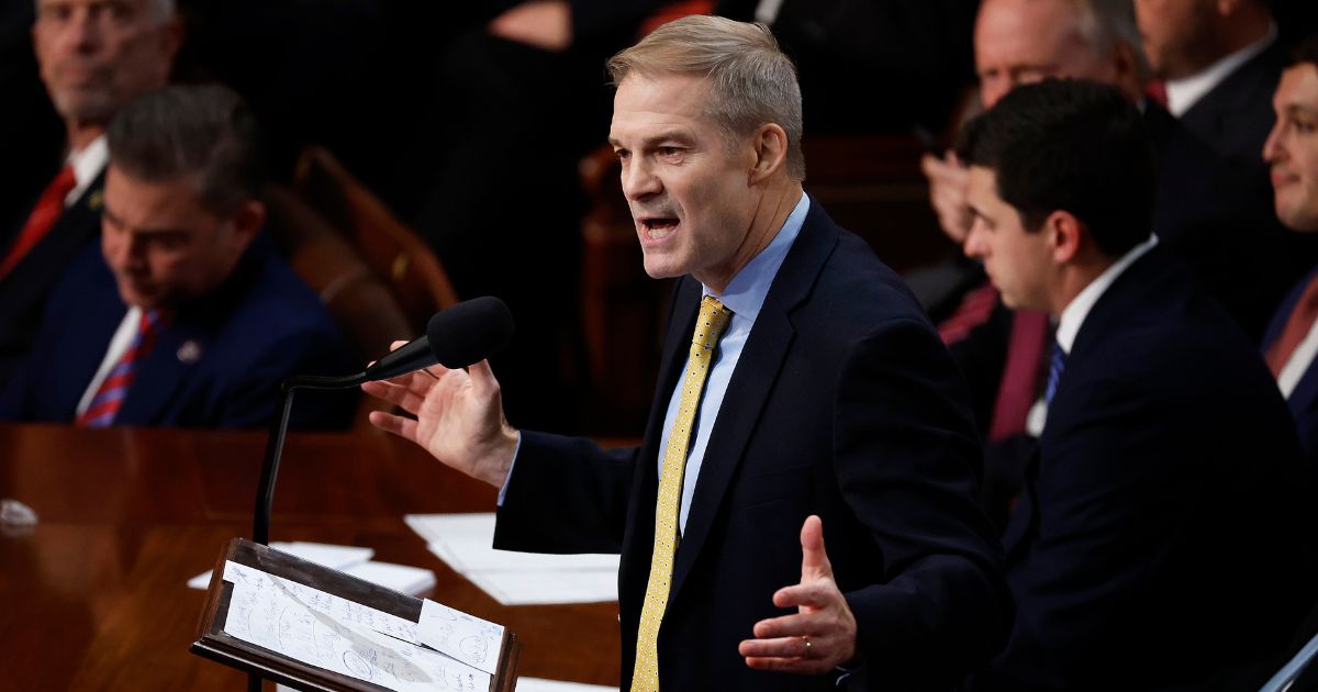 Rep. Jim Jordan nominates House Minority Leader Kevin McCarthy for Speaker of the House of the 118th Congress during a speech in the House Chamber of the U.S. Capitol Building on Jan. 3 in Washington, D.C.