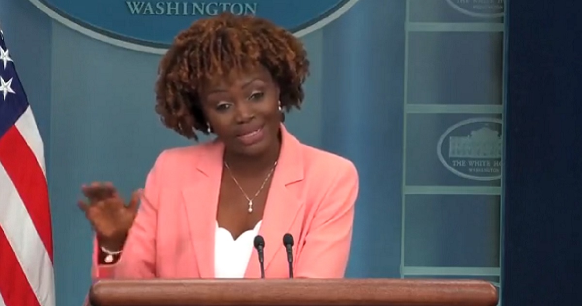 White House press secretary Karine Jean-Pierre responds to a question during Monday's news briefing.