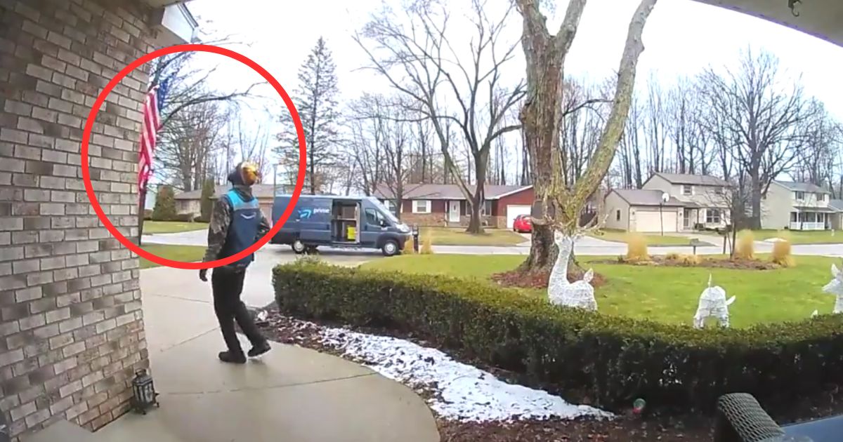 Delawrence Jones has gone viral for performing an act of patriotism while delivering a package in Saginaw, Michigan.