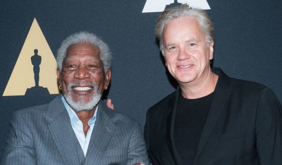 Actors Morgan Freeman (L) and Tim Robbins arrive at the Academy Of Motion Picture Arts And Sciences' 20th Anniversary Screening Of "The Shawshank Redemption" at AMPAS Samuel Goldwyn Theater on Nov. 18, 2014, in Beverly Hills, California.