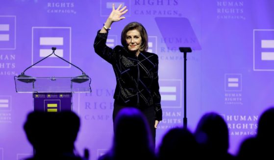 United States Representative Nancy Pelosi speaks onstage during the Human Rights Campaign Dinner at JW Marriott Los Angeles L.A. LIVE on March 25 in Los Angeles.