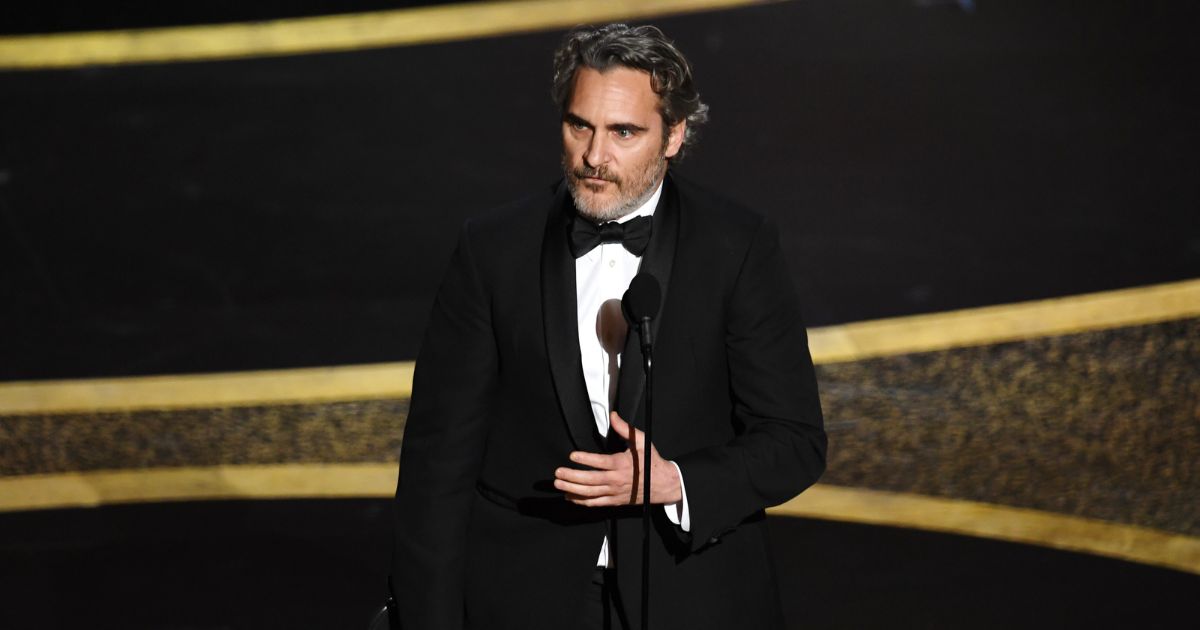 Joaquin Phoenix accepts the Actor In A Leading Role award for "Joker" during the 92nd Annual Academy Awards in Hollywood, California, on Feb. 9, 2020.