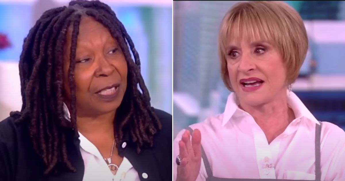 "The View" host Whoopi Goldberg, left, speaks with actress Patti LuPone on Tuesday.
