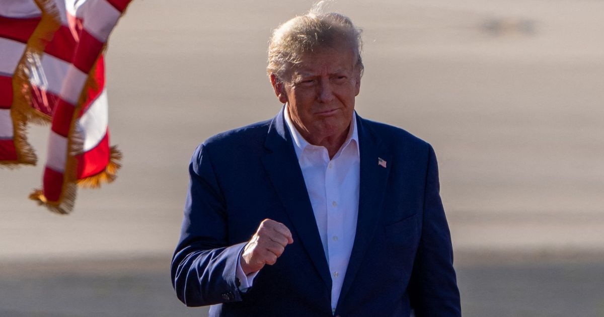 Former President Donald Trump gestures as he arrives to speak during a 2024 election campaign rally in Waco, Texas, on March 25.