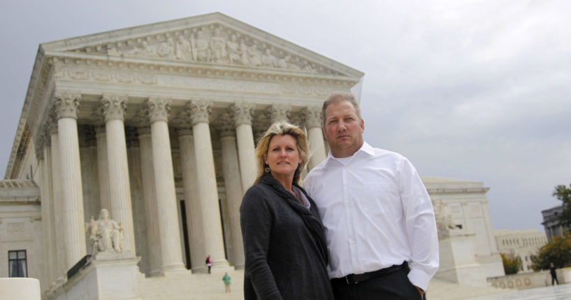 Michael and Chantell Sackett in front of the Supreme Court
