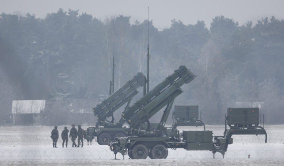 Patriot missile launchers acquired from the U.S. are seen in Warsaw on Feb. 6. Ukraine took its first delivery of the missiles in late April.