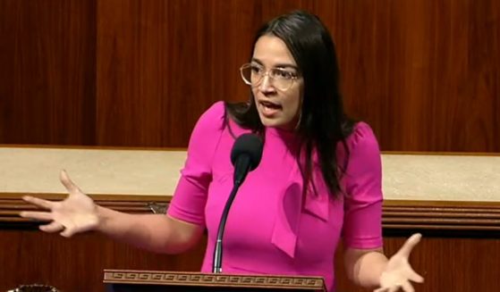 New York Rep. Alexandria Ocasio-Cortez speaks on the House floor Thursday.