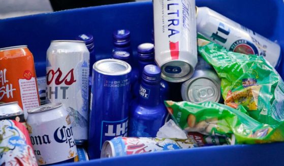 Beer is seen on a vendor's cooler at a baseball game in this file photo from April 2023.