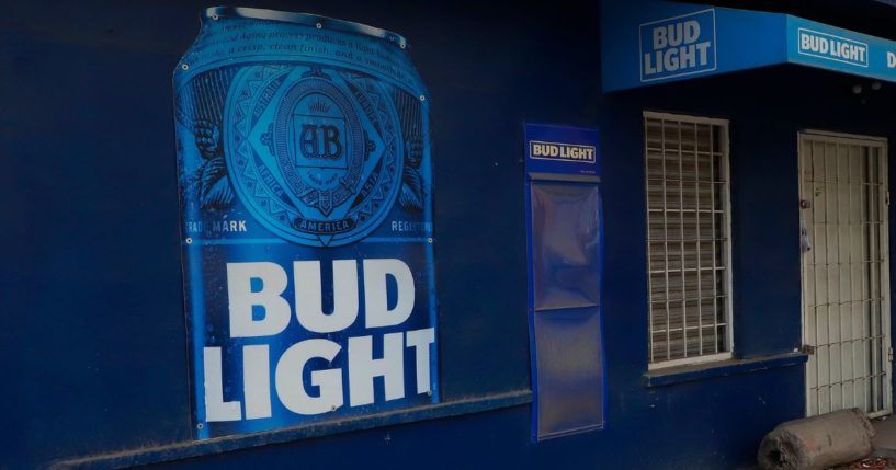 "Bud Light" beer store in Monterrey, Mexico, is seen closed due to lack of products on May 16, 2020.