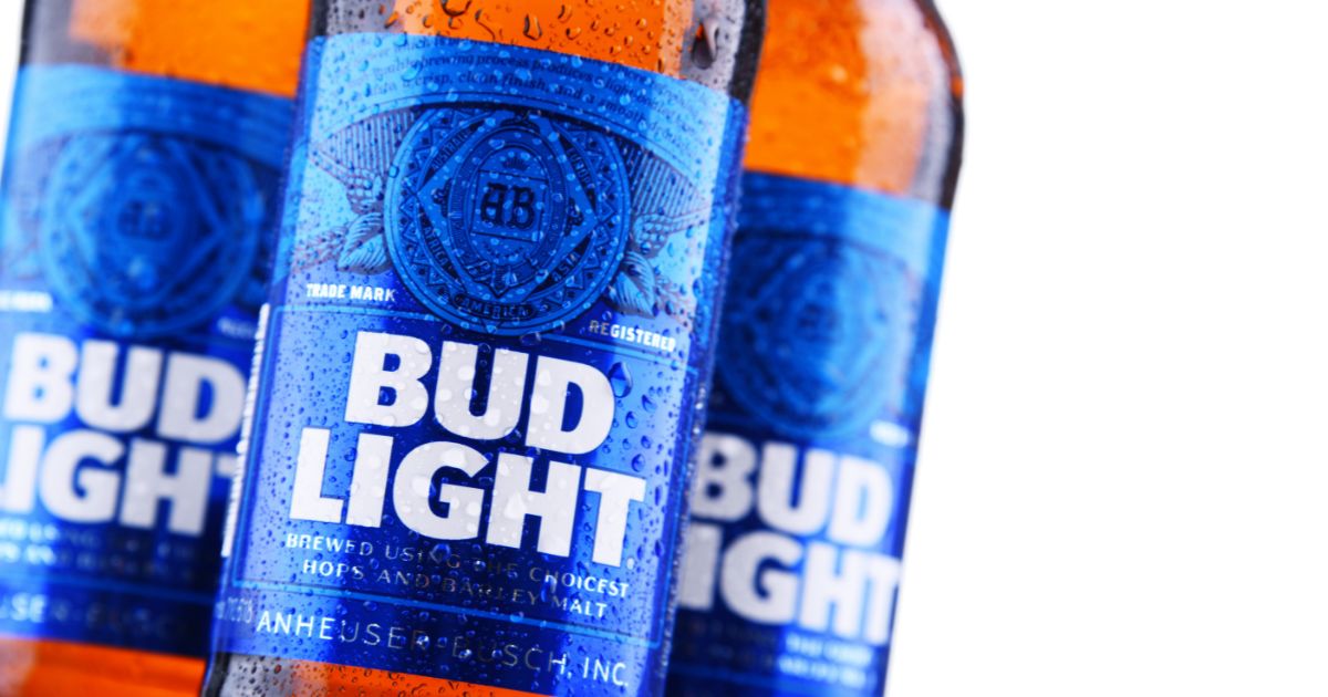 Bottles of Bud Light are seen in this stock image.