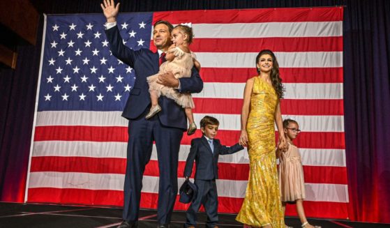 Florida Gov. Ron DeSantis and his family wave to the crowd during an election night watch party in Tampa, Florida, on Nov. 8, 2022.