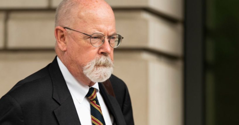 Special counsel John Durham leaves federal court in Washington, D.C., on Tuesday.