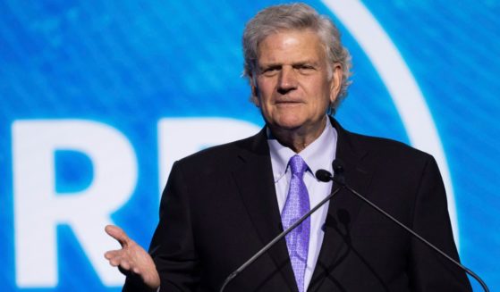 The Rev. Franklin Graham speaks at the International Christian Media Convention hosted by the National Religious Broadcasters in Orlando, Florida, on Monday.