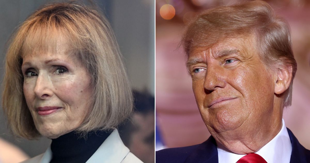 Former columnist E. Jean Carroll, left, in a May 8 photo, won her civil lawsuit against former President Donald Trump, right.