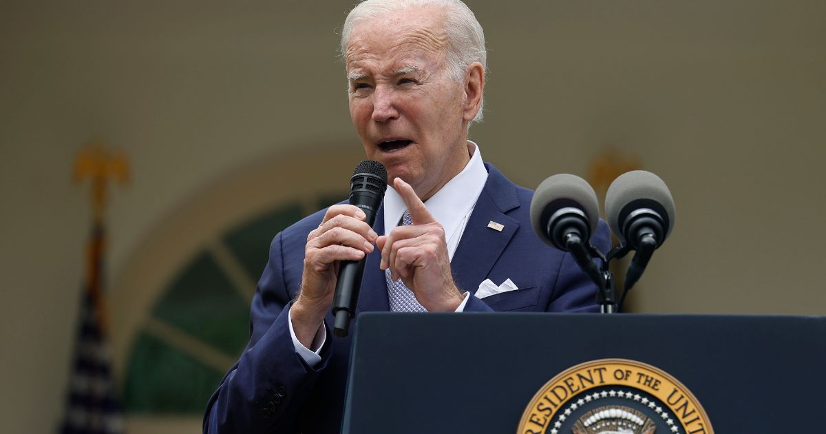 President Joe Biden delivers remarks in the Rose Garden at the White House on Monday in Washington, D.C.