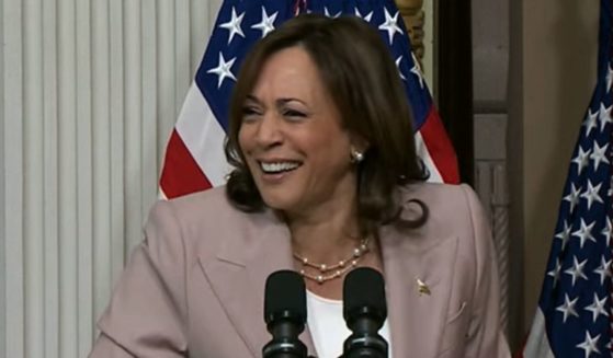 Vice President Kamala Harris laughs at her own joke Wednesday at the White House.