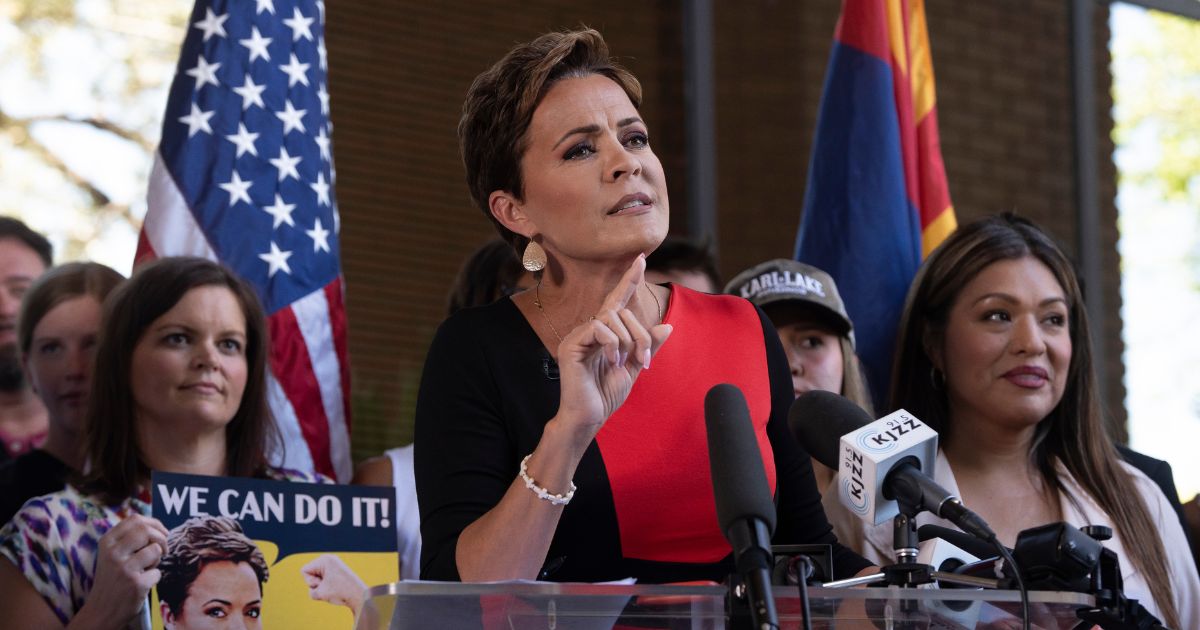 Arizona Republican gubernatorial candidate Kari Lake holds a news conference in Phoenix on Tuesday, one day after Maricopa County Superior Court Judge Peter Thompson dismissed her final legal claim challenging the November election results.