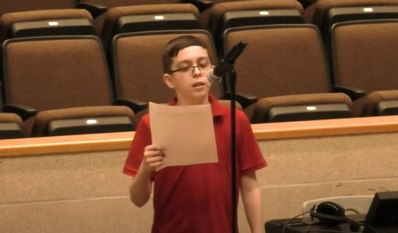Liam Morrison, a seventh-grader at Nichols Middle School in Middleborough, Massachusetts, speaks at a meeting of the Middleborough School Committee on April 13.