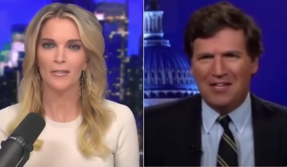 On Tuesday’s edition of “The Megyn Kelly Show,” host Megyn Kelly, left, weighed in on the latest Tucker Carlson, right, video leak, defending the former Fox News anchor.