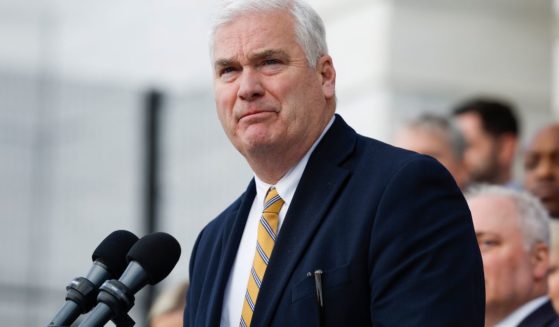House Majority Whip Tom Emmer speaks at an event at the Capitol on April 17 in Washington, D.C.