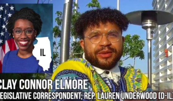 Clay Connor Elmore, a legislative correspondent who works for Democratic Rep. Lauren Underwood of Illinois, says in a video that he thinks his boss, upper left, "is lying about being a nurse."