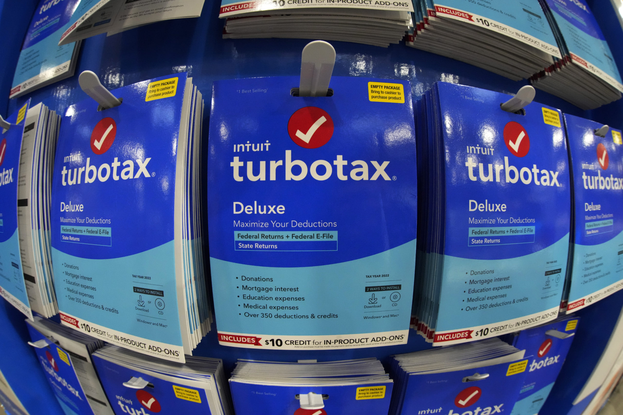 a display of TurboTax in a Costco Warehouse