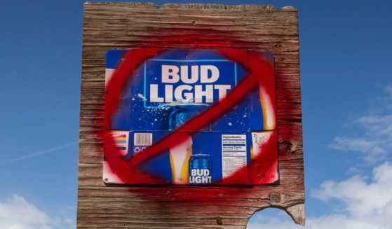 A sign disparaging Bud Light beer is seen along a country road on April 21 in Arco, Idaho.