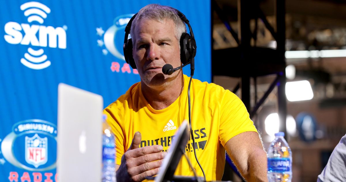 Former NFL player Brett Favre speaks onstage during day 3 of SiriusXM at Super Bowl LIV on Jan. 31, 2020, in Miami.