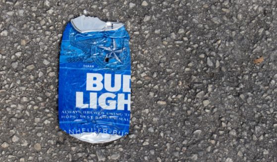 A can of Bud Light, crushed in the middle of a road in Gruene, Texas, in a 2018 photo.