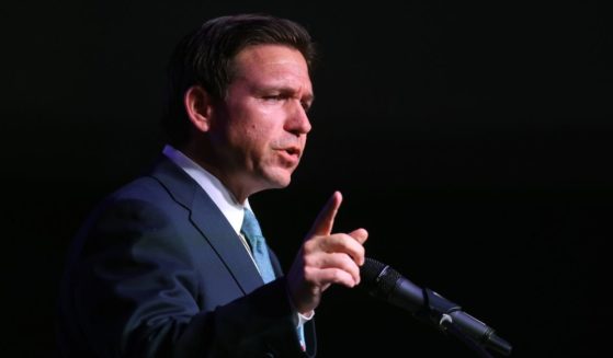 Florida Governor Ron DeSantis speaks to guests at the Republican Party of Marathon County Lincoln Day Dinner annual fundraiser on May 6 in Rothschild, Wisconsin.