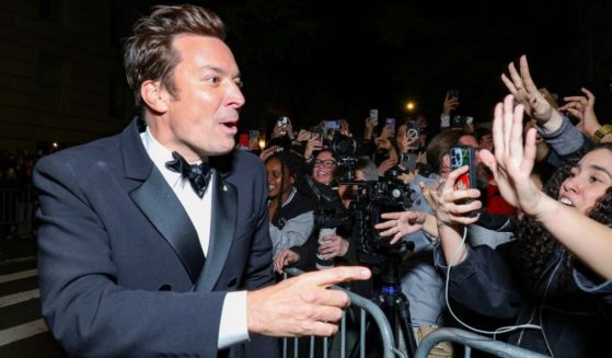 Jimmy Fallon departs The 2023 Met Gala Celebrating "Karl Lagerfeld: A Line Of Beauty" at The Metropolitan Museum of Art on Monday in New York City.