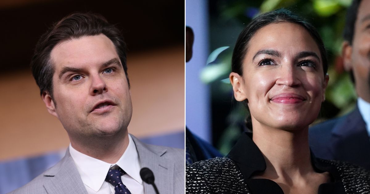 Rep. Matt Gaetz, left, and Democratic Rep. Alexandria Ocasio-Cortez, right, both backed the bipartisan Restoring Faith in Government Act on Tuesday.