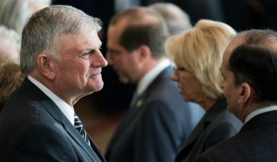 Franklin Graham, the son of the late Reverend Billy Graham, greets guests as the body of Reverend Billy Graham lies in repose after a ceremony at the U.S. Capitol, on Feb. 28, 2018, in Washington, D.C.